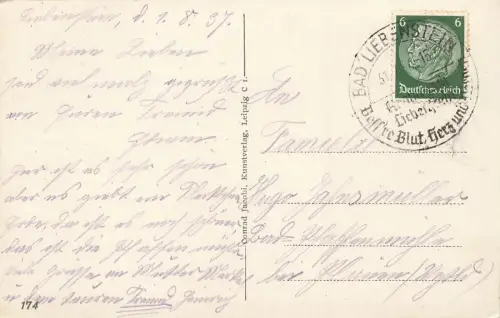 Augenheilanstalt in Bad Liebenstein Thüringen Postkarte AK 1937