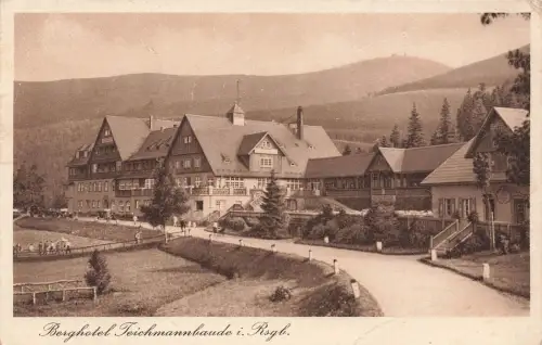Berghotel Teichmannbaude im Riesengebirge Schlesien Postkarte AK