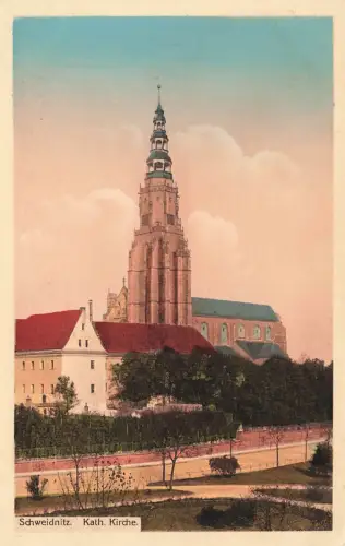 Katholische Kirche in Schweidnitz Schlesien Postkarte AK
