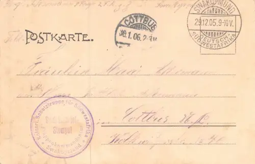 DSWA Deutsch-Südwest-Afrika AK gel.Feldpost Herero-Aufstand SWAKOPMUND 1905