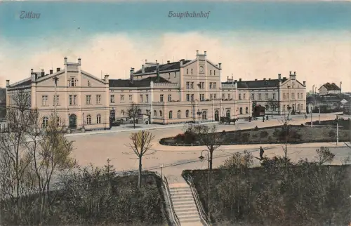 Hauptbahnhof in Zittau Sachsen Postkarte AK 1917