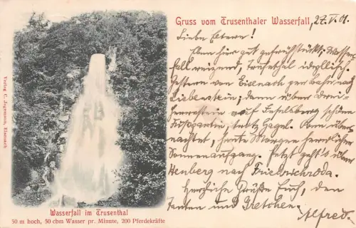 Gruss vom Trusenthaler Wasserfall Postkarte AK 1901