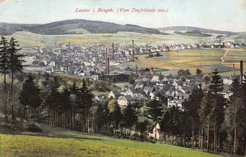 Stadtansicht vom Teufelstein Lauter im Erzgebirge Sachsen Postkarte AK 1916