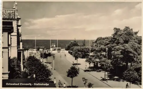 Stalinstraße in Zinnowitz Mecklenburg-Vorpommern Postkarte AK
