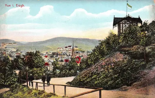 Stadtansicht Aue im Erzgebirge Sachsen Postkarte