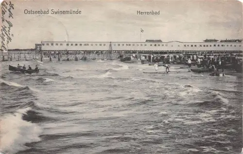 Ostseebad Swinemünde Herrenbad Postkarte AK