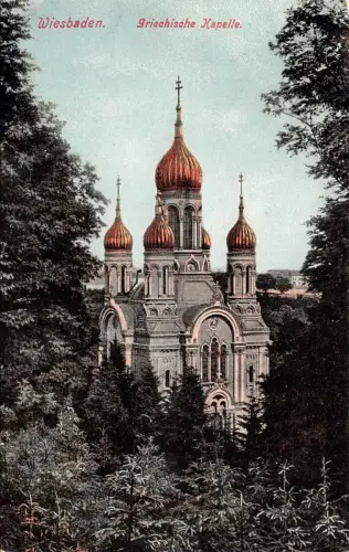 Wiesbaden Griechische Kapelle Postkarte AK