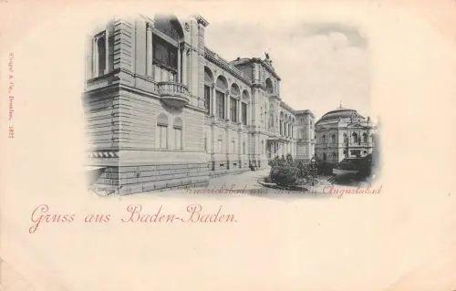 Gruss aus Baden-Baden Friedrichsbad und Kaiserin Augustabad Postkarte AK