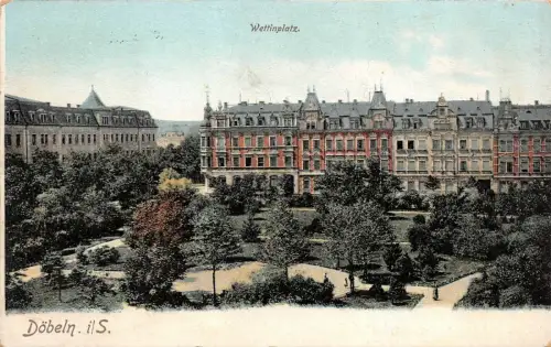 Wettinplatz in Döbeln Sachsen Postkarte AK 1910