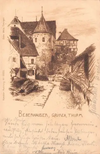 Bebenhausen Grüner Thurm Baden-Württemberg Postkarte AK 1903