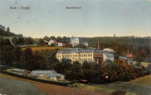 Sanatorium Aue Erzgebirge Sachsen Postkarte AK 1913