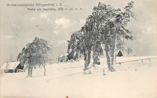 Partie am Aschberg Wintersportplatz Klingenthal Vogtland Sachsen AK 1917