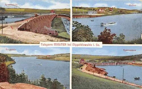 Talsperre Malter bei Dippoldiswalde i. Sa. Sperrmauer Postkarte AK 1925