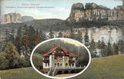 Schrammsteingebiet mit Schrammsteinbaude Sächsische Schweiz Sachsen AK 1913