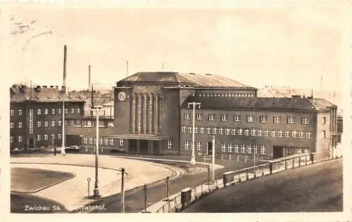 Hauptbahnhof in Zwickau Sachsen Postkarte AK 1942