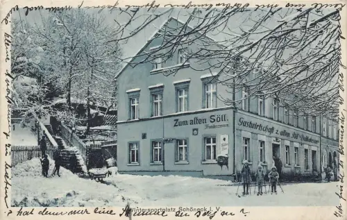 Gastwirtschaft Zum alten Söll in Schöneck Vogtland Sachsen Postkarte AK 1930