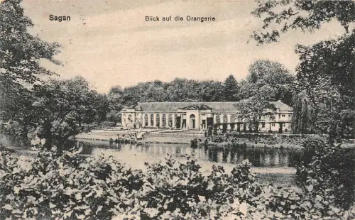 Sagan Blick auf die Orangerie Postkarte 1927