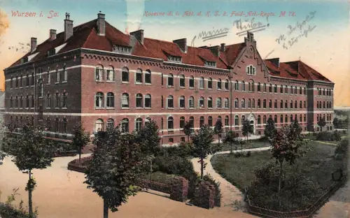 Wurzen i. Sa. Kaserne d. 1. Abt. d. K. S. 8. Feld-A.-R. No 78 Postkarte AK 1914