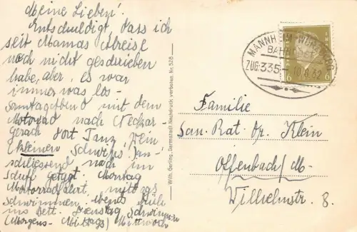 Zwingenberg a. Neckar Baden-Württemberg Postkarte AK 1932