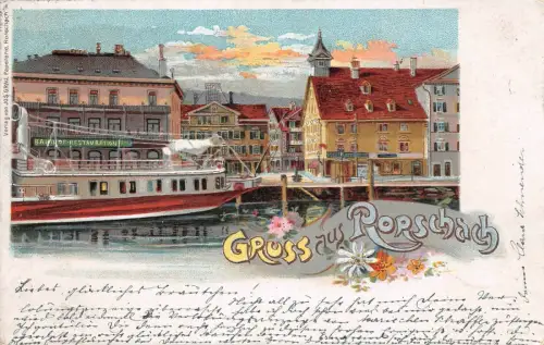 Rorschach Bahnhof Restaurant Postkarte 1901