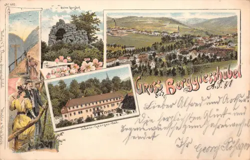 Gottleuba-Berggießhübel Johann Georgen Bad Litho Postkarte 1898