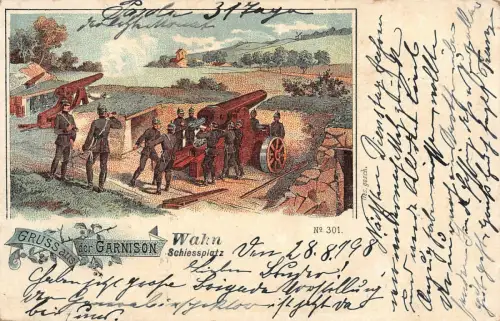 Gruss aus der Garnison Wahn Schiessplatz Niedersachsen AK 1898