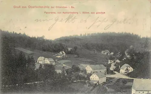Gruß aus Oberlochmühle bei Olbernhau Sommerfrische Sachsen Postkarte AK 1903