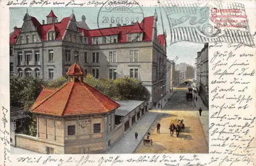 Chemnitz Sachsen Moritzstrasse Kaufmännisches Vereinshaus Postkarte 1904