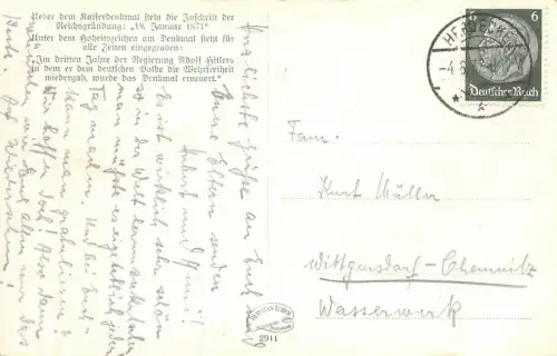 Hohensyburg mit Stausee Postkarte AK 1937