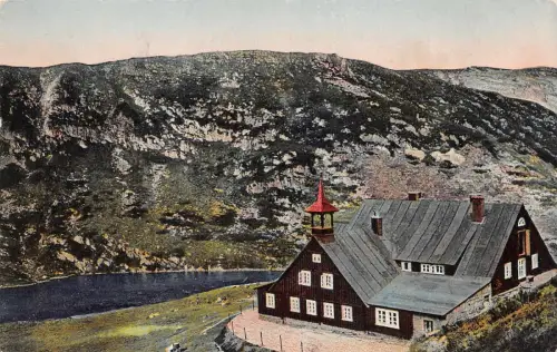 Riesengebirge Kleiner Teich und Baude Postkarte