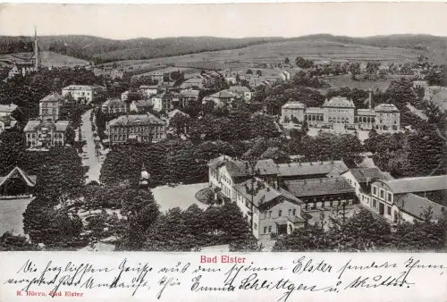 Bad Elster Ansicht Panorama Kirche Relief Postkarte AK