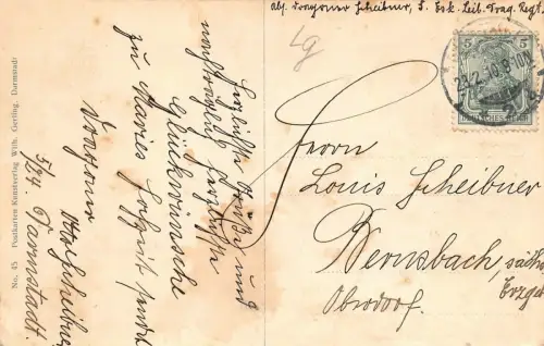 Darmstadt Paradeplatz mit Museum und Denkmal Ludwig IV AK 1910