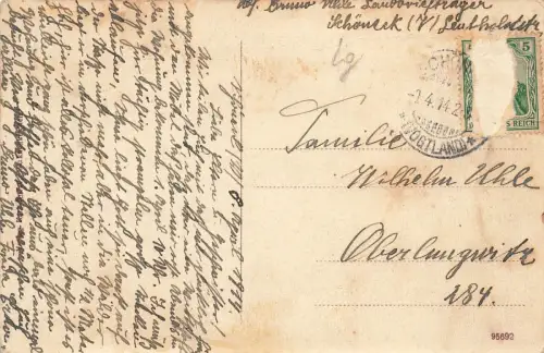 Stadtansicht Luftkurort Schöneck im Vogtland Sachsen Postkarte AK 1914