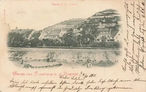 Gruss aus Freyburg Partie an der Unstrut Sachsen-Anhalt Postkarte AK 1900