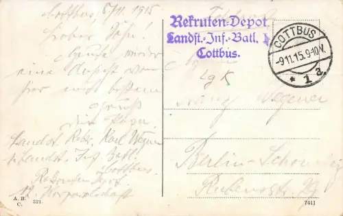 Cottbus Elektrizitäts-Werk Amts- und Landgericht Landst.-Inf.-Batl. I AK 1915