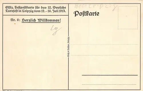 Leipzig 12. Deutsche Turnfest 12.-16. Juli 1913 Feldpostkarte