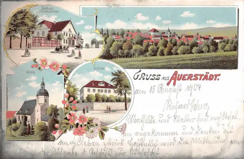 Auerstedt / Bad Sulza Gasthaus zur alten Deutscen Litho Postkarte 1904