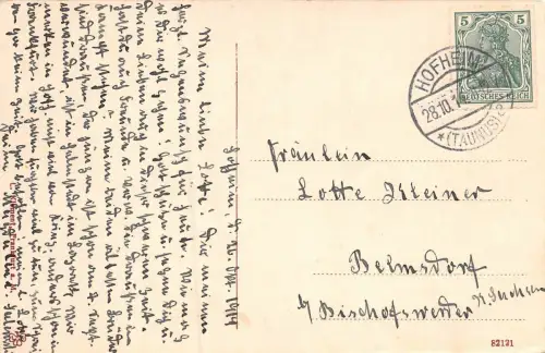Hofheim i. T. Erziehungsheim mit Kapellenberg Postkarte AK 1914