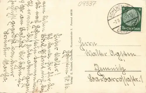Ansicht Berghaus Hohenstein Ernstthal Sachsen Postkarte AK 1936