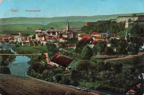 Gesamtansicht von Glatz Schlesien Postkarte AK 1916