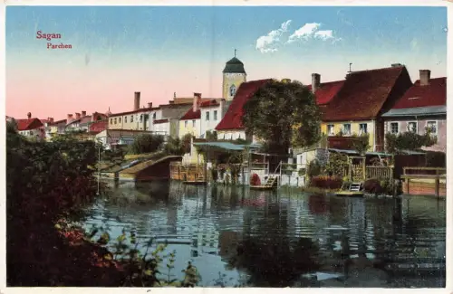 Parchen in Sagan Schlesien Postkarte AK