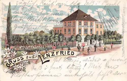 Gruss aus Lenzfried Lenzfrieder Hof Kempten Allgäu Litho Postkarte AK 1904