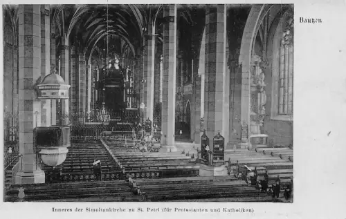 Bautzen Inneres der Simultankirche zu St. Petri Postkarte