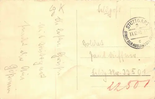 Stuttgart Schlossplatz mit Siegessäule u. altem Schloss Feldpostkarte AK 1940