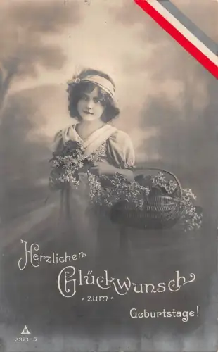 Herzlichen Glückwunsch zum Geburtstage! Patriotika Feldpostkarte AK 1916