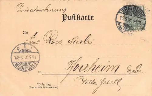Freiburg i/Br. Ansicht Panorama Baden-Württemberg Postkarte AK 1901