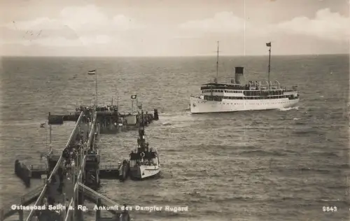 Ankunft des Dampfer Rugard Ostseebad Sellin Mecklenburg-Vorpommern AK 1930