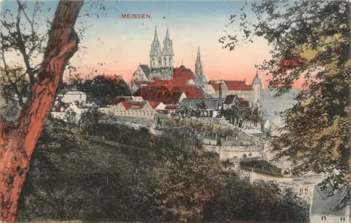 Stadtansicht von Meißen an der Elbe Sachsen Postkarte AK 1920