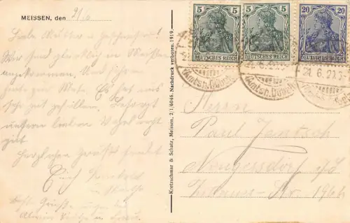 Stadtansicht von Meißen an der Elbe Sachsen Postkarte AK 1920