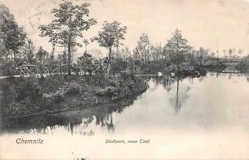 Chemnitz Sachsen Stadtpark neuer Theil Postkarte 1907